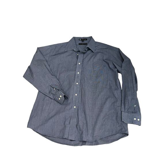 tommy hilfiger men button up shirt tlc the lifetime collar gray sz L 16 34-35 - Picture 4 of 7